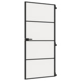 Vidaxl Porte intérieure étroite 93x201,5 cm Verre durcie et noir en aluminium