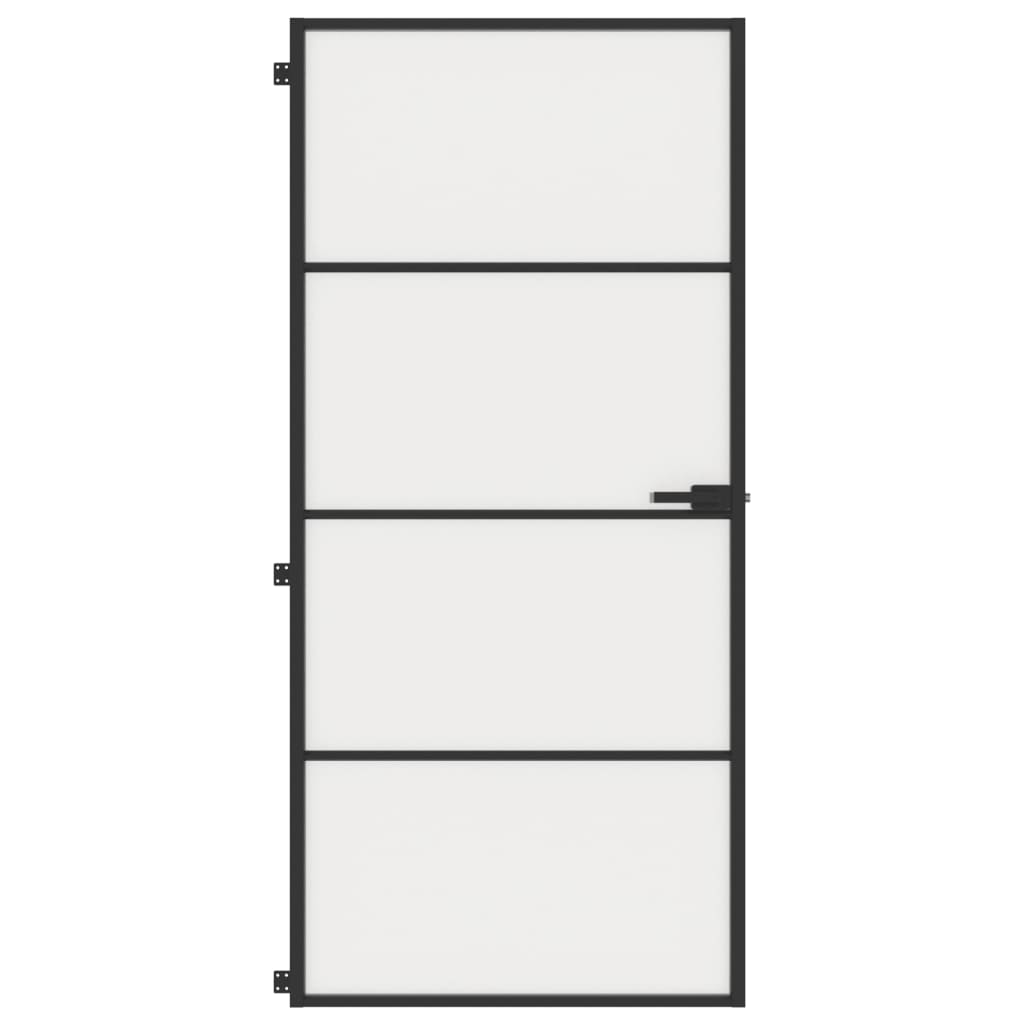 Vidaxl Innenür schmal 93x201,5 cm gehärtetes Glas und Aluminiumschwarz