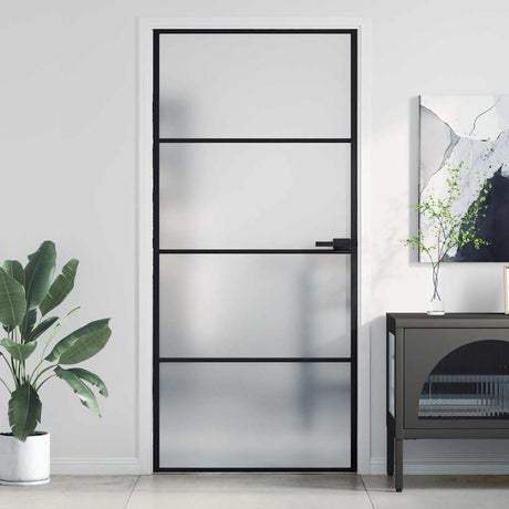 Vidaxx Innentür schmal 93x201,5 cm Hartglas und Aluminium schwarz