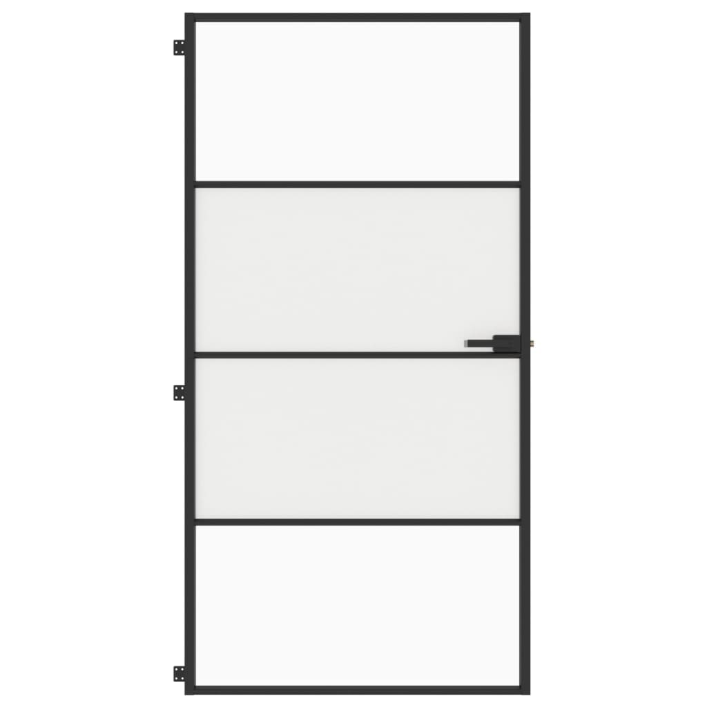 Vidaxl Innenür schmal 102,5 x 20,5 cm gehärtetes Glas und Aluminiumschwarz