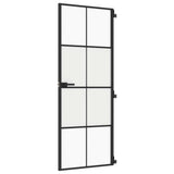 VidaXL Innentür schmal 76x201,5 cm gehärtetes Glas und Aluminium schwarz