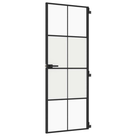 Vidaxx Innentür schmal 76x201,5 cm Hartglas und Aluminium schwarz