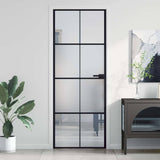 VidaXL Innentür schmal 76x201,5 cm gehärtetes Glas und Aluminium schwarz