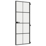 Vidaxl Innenür schmal 76x201,5 cm gehärtetes Glas und Aluminiumschwarz