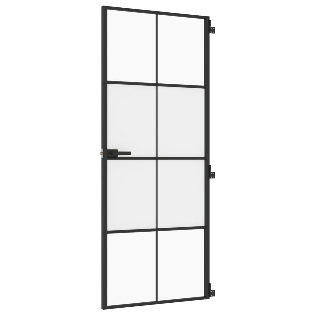 Vidaxl Innerdörr smal 83x201,5 cm härdat glas och aluminium svart