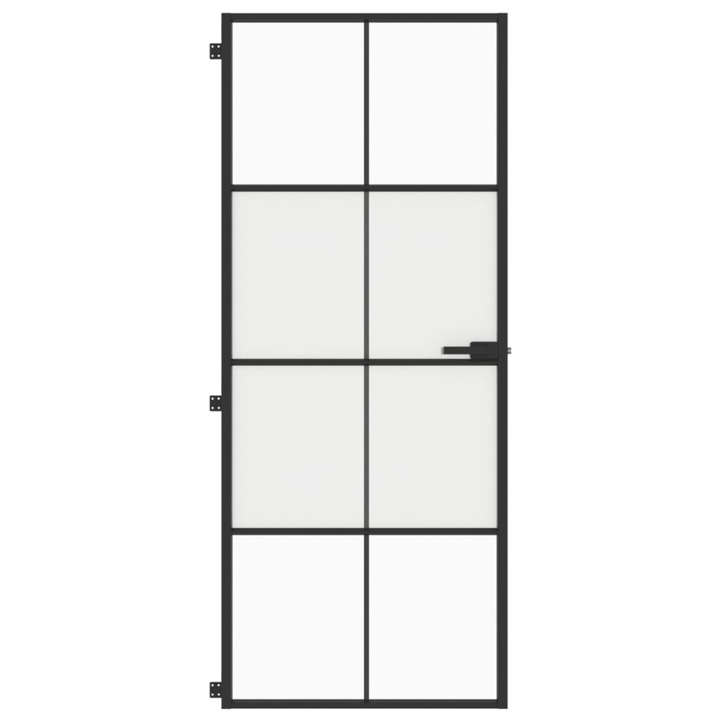 Vidaxl Porte intérieure étroite 83x201,5 cm Verre durcie et noir en aluminium