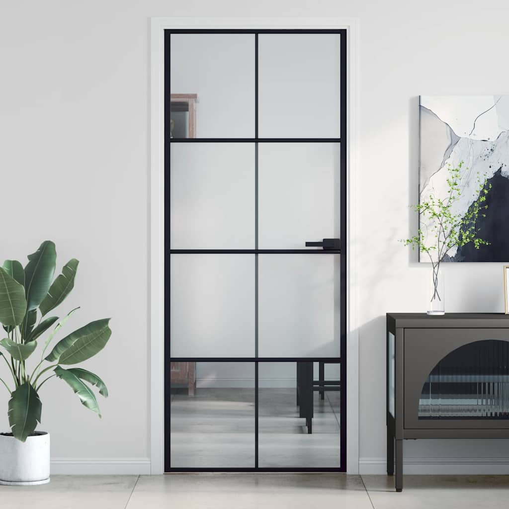 Vidaxx Innentür schmal 83x201,5 cm Hartglas und Aluminium schwarz
