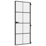 Vidaxl Innenür schmal 83x201,5 cm gehärtetes Glas und Aluminiumschwarz