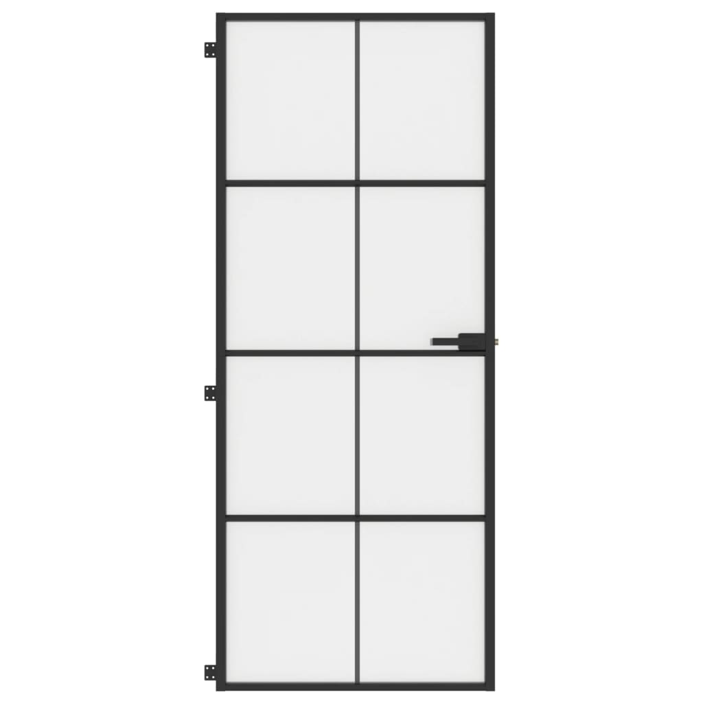 Vidaxl Porte intérieure étroite 83x201,5 cm Verre durcie et noir en aluminium