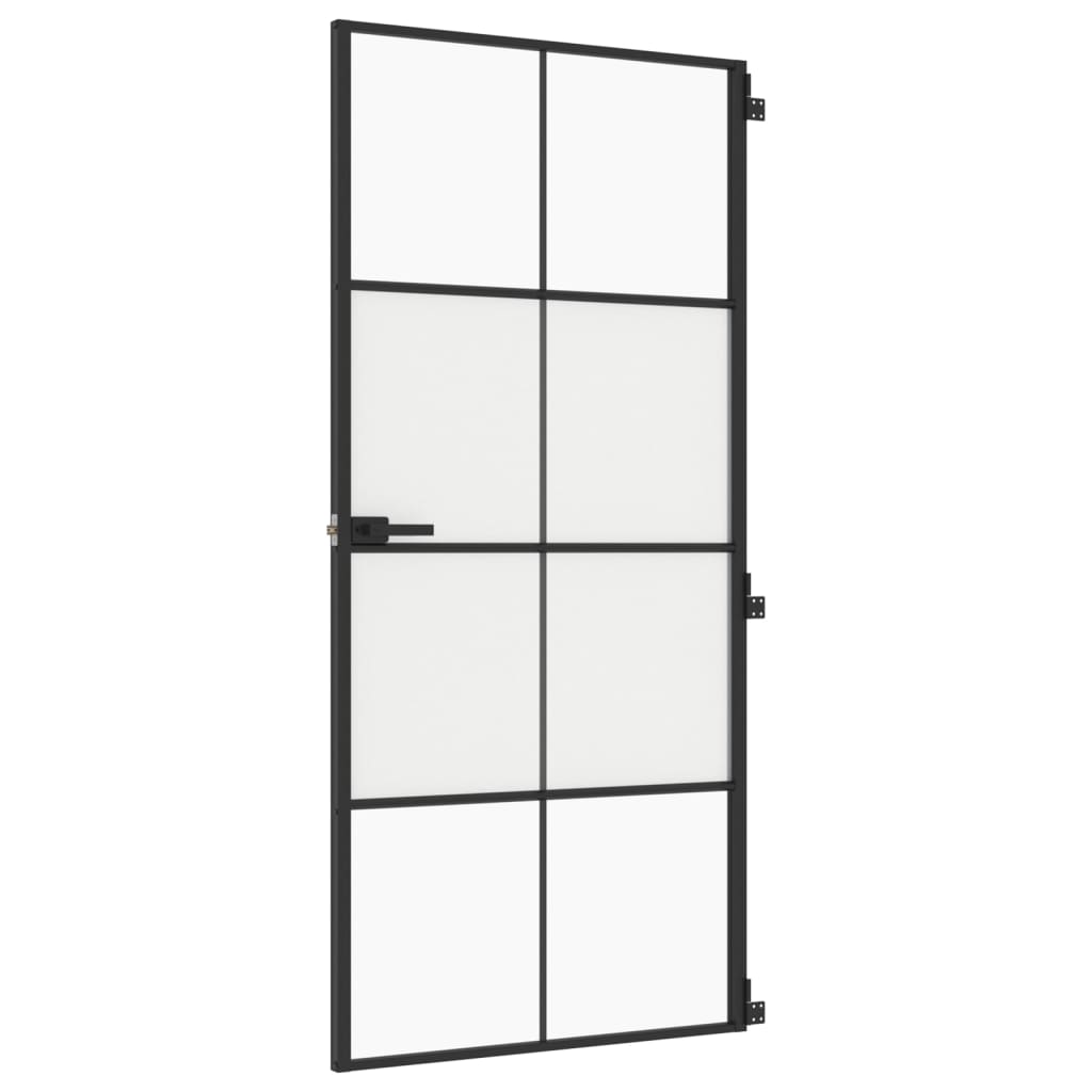 Vidaxl Porte intérieure étroite 93x201,5 cm Verre durcie et noir en aluminium