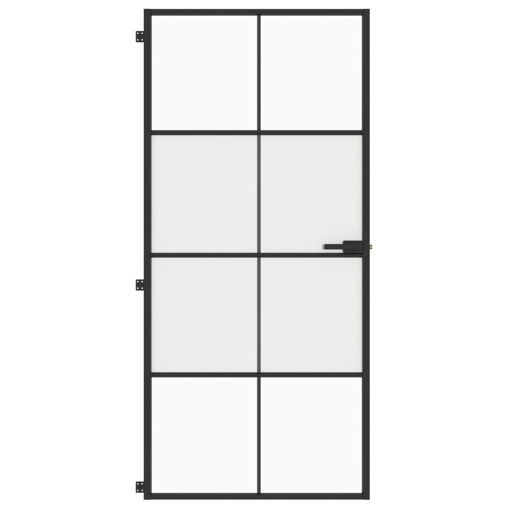 Vidaxl Porte intérieure étroite 93x201,5 cm Verre durcie et noir en aluminium