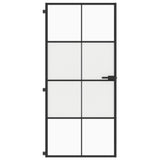 Vidaxl Porte intérieure étroite 93x201,5 cm Verre durcie et noir en aluminium