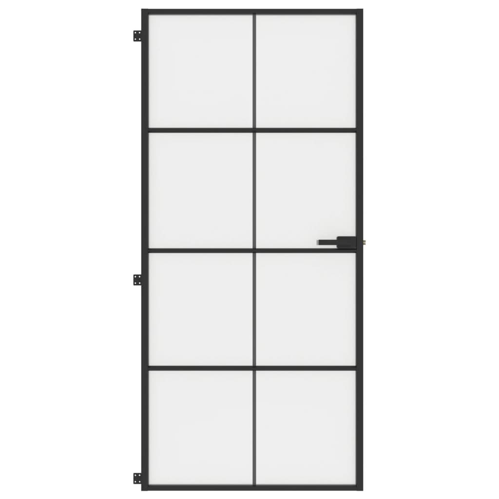 Vidaxl Porte intérieure étroite 93x201,5 cm Verre durcie et noir en aluminium