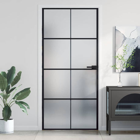 Vidaxx Innentür schmal 93x201,5 cm Hartglas und Aluminium schwarz