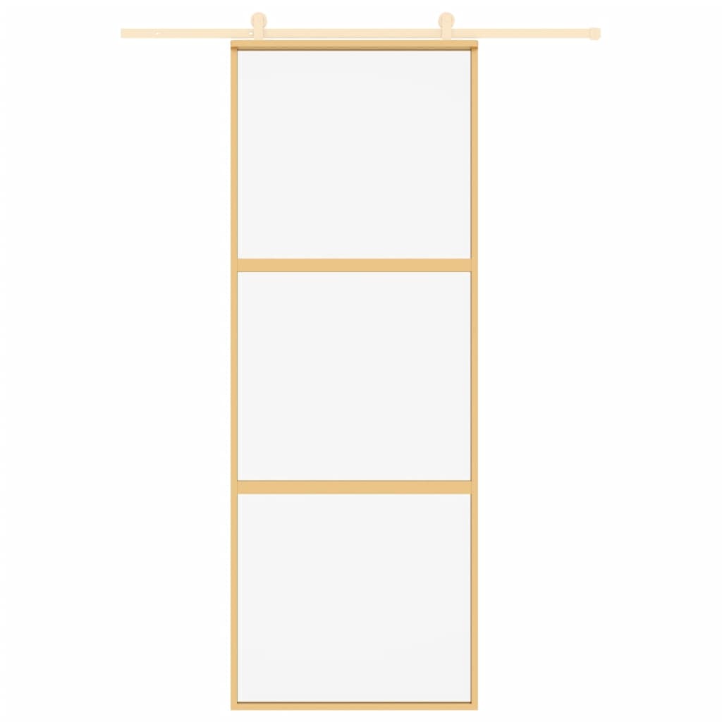 Vidaxl Sliding Porte 76x205 cm Verre ESG transparent et en aluminium or de couleur