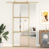 Vidaxx Schiebetür 76x205 cm klares ESG-Glas und goldfarbenes Aluminium