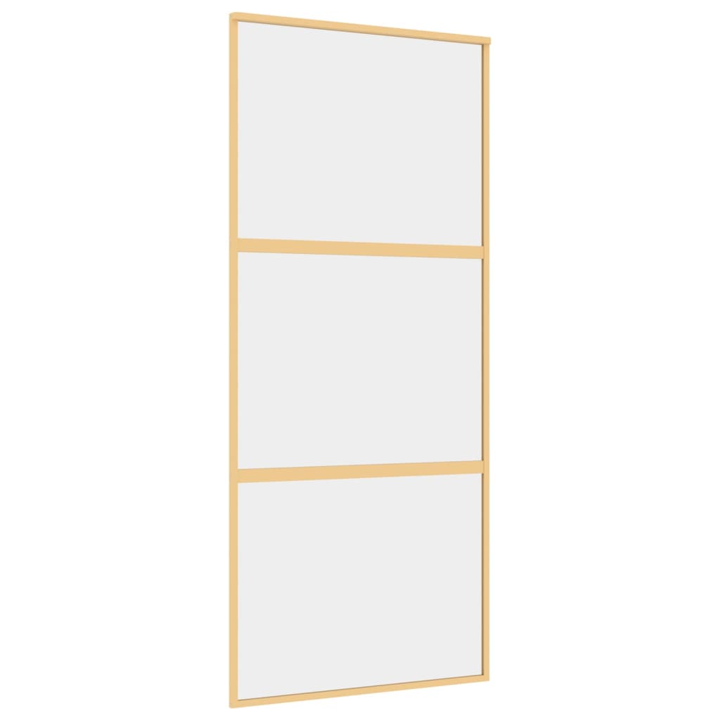 Vidaxl Schiebetür 90x205 cm klares ESG -Glas und Aluminium Gold gefärbt