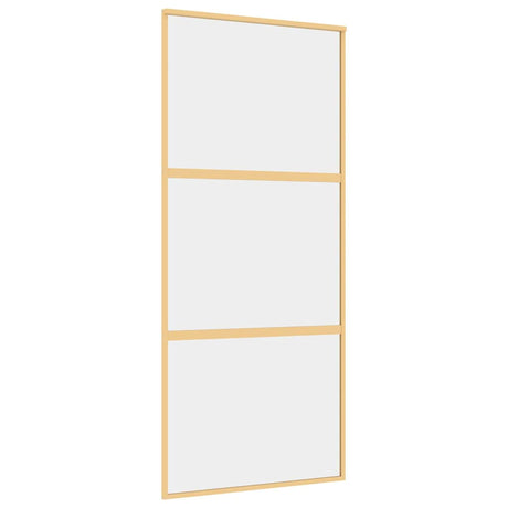 Vidaxx Schiebetür 90x205 cm klares ESG-Glas und Aluminium goldfarben