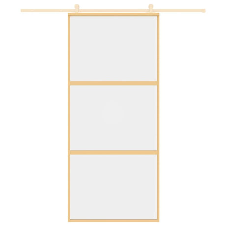 Vidaxx Schiebetür 90x205 cm klares ESG-Glas und Aluminium goldfarben