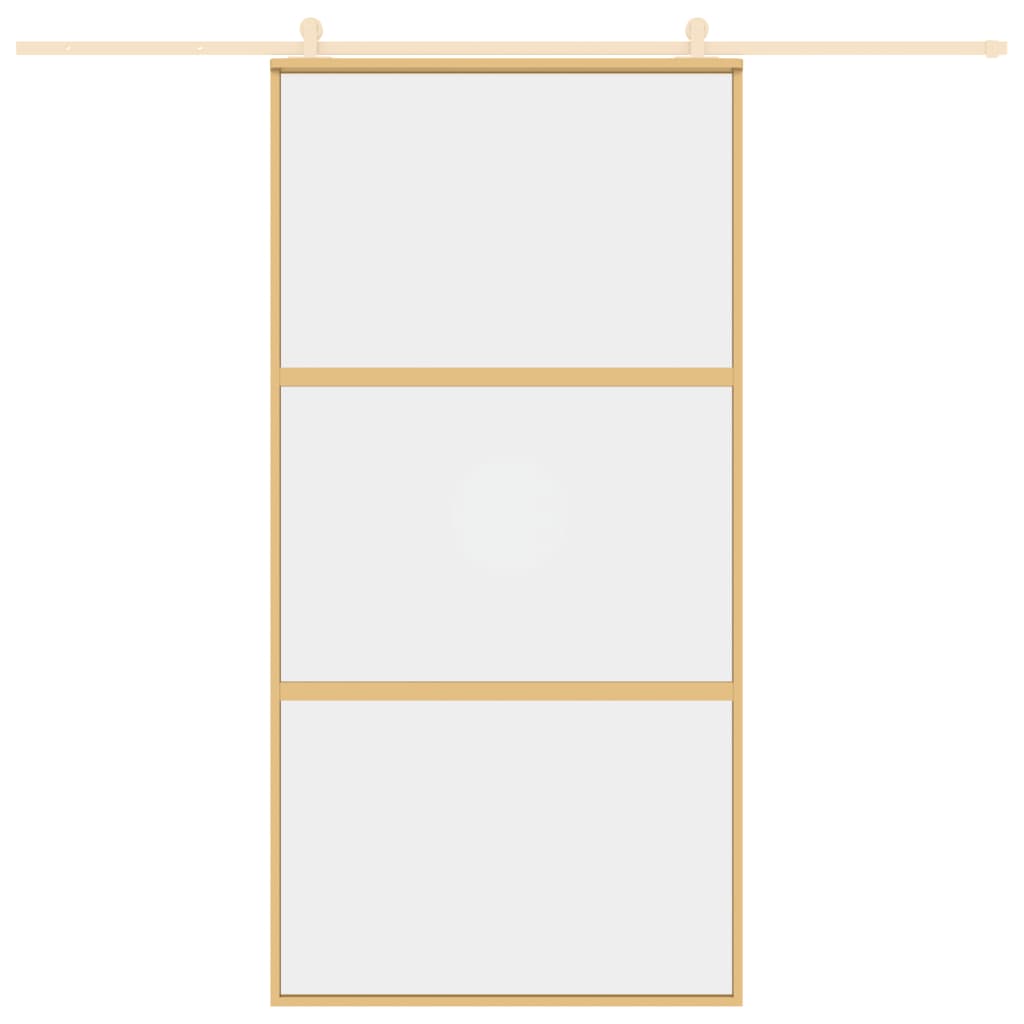 Vidaxx-Schiebetür 102,5 x 205 cm, klares ESG-Glas und Aluminium-Goldfarbe