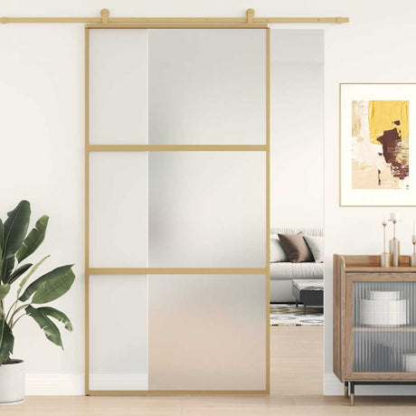 VidaXL Schiebetür 102,5x205 cm mattes ESG-Glas und Aluminium goldfarben