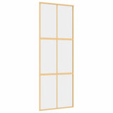 Vidaxx Schiebetür 76x205 cm klares ESG-Glas und goldfarbenes Aluminium