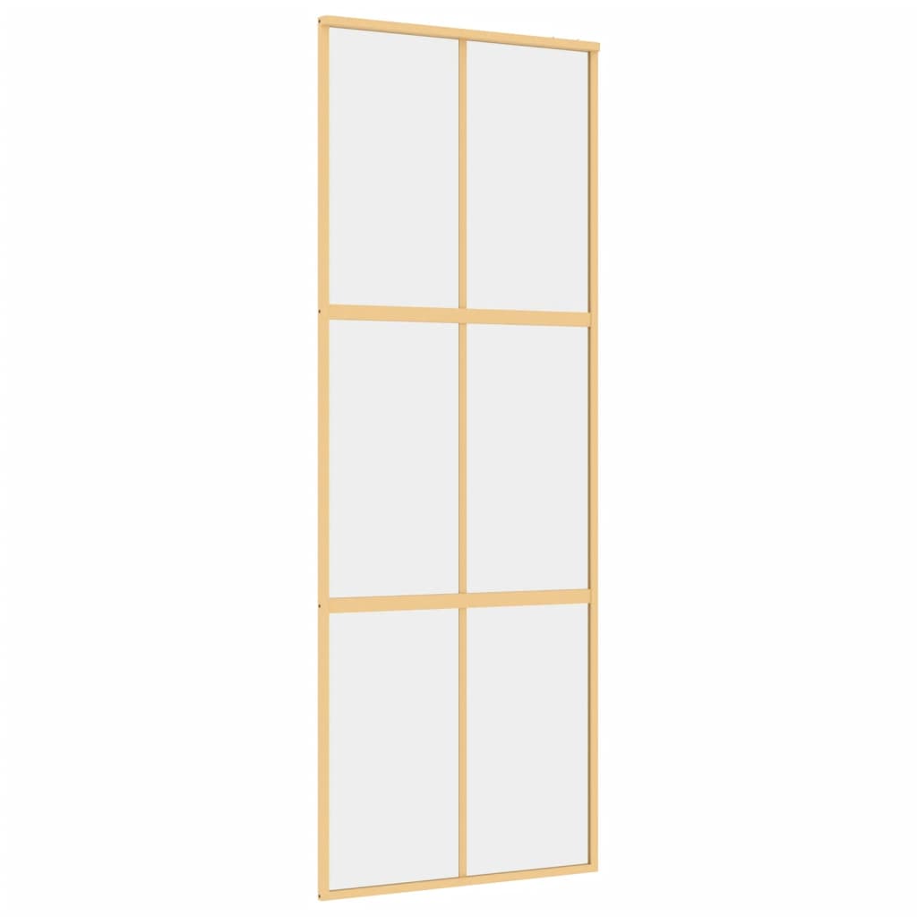 VIDAXL -Schiebetür 76x205 cm klares ESG -Glas und Aluminium Gold gefärbt