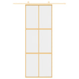 Vidaxx Schiebetür 76x205 cm klares ESG-Glas und goldfarbenes Aluminium