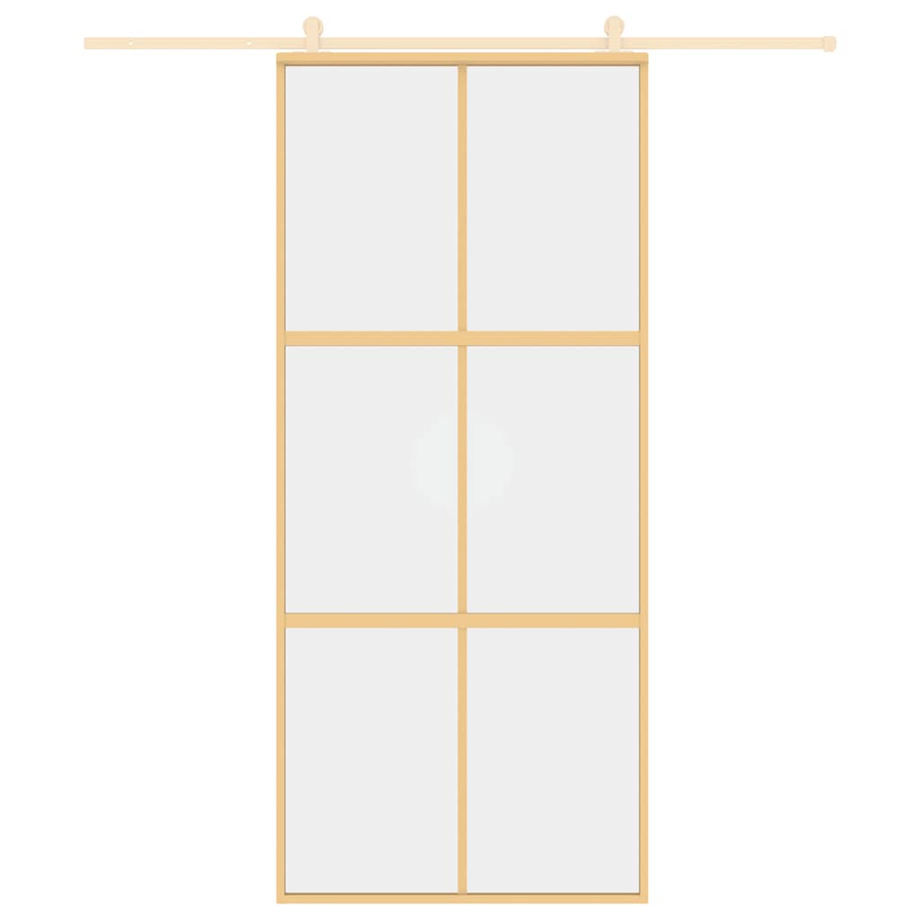 Vidaxx Schiebetür 90x205 cm klares ESG-Glas und Aluminium goldfarben