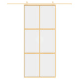 Vidaxx Schiebetür 90x205 cm klares ESG-Glas und Aluminium goldfarben