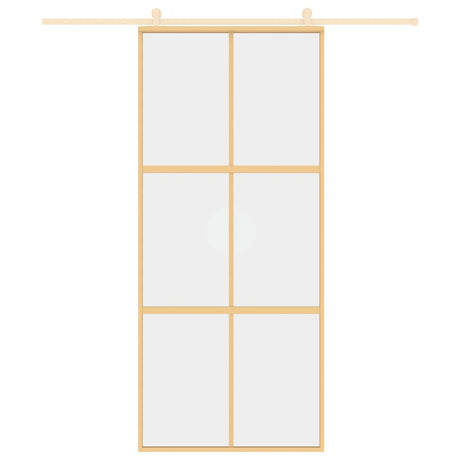 Vidaxx Schiebetür 90x205 cm klares ESG-Glas und Aluminium goldfarben