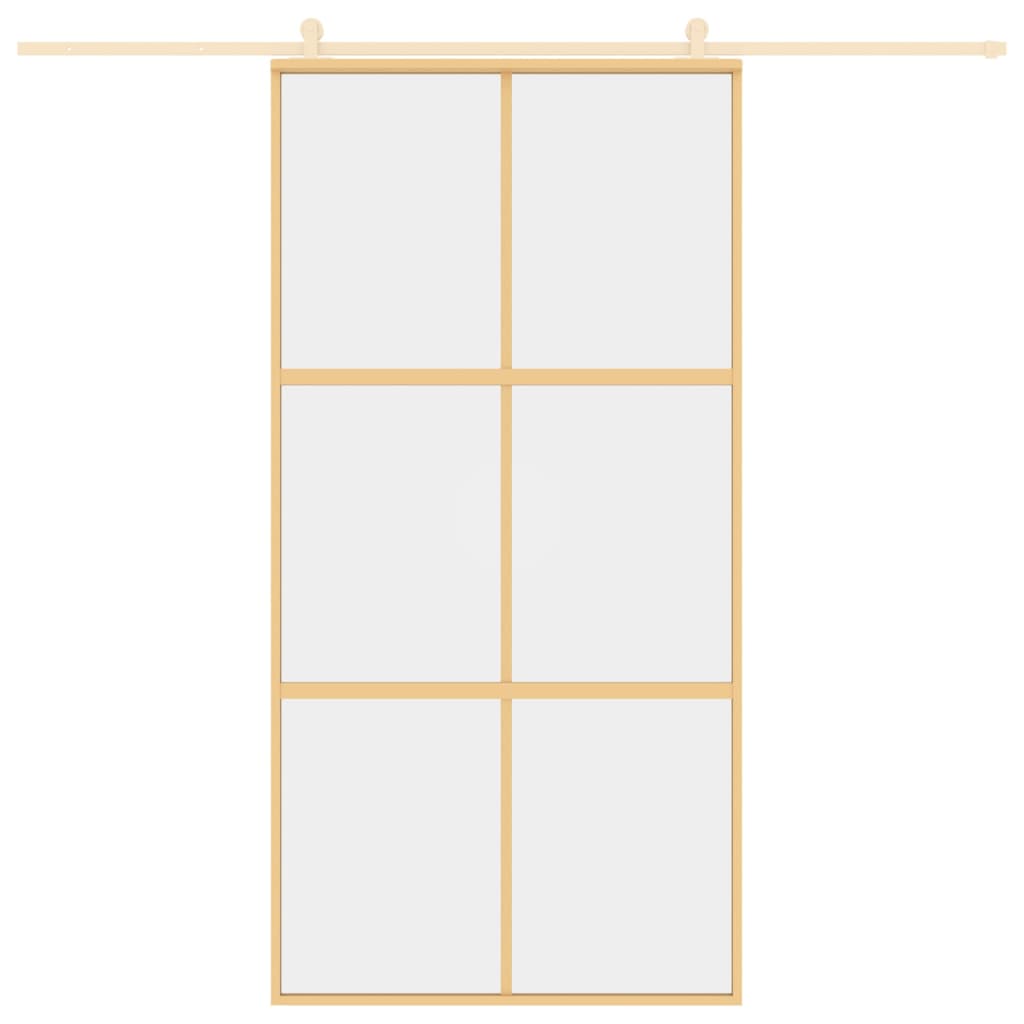 VIDAXL -Schiebetür 102,5 x 205 cm klares ESG -Glas- und Aluminiumgoldfarbe