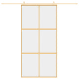 Vidaxl Sliding Porte 102.5x205 cm Verre ESG transparent et couleur or en aluminium