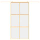 Vidaxx-Schiebetür 102,5 x 205 cm, klares ESG-Glas und Aluminium-Goldfarbe