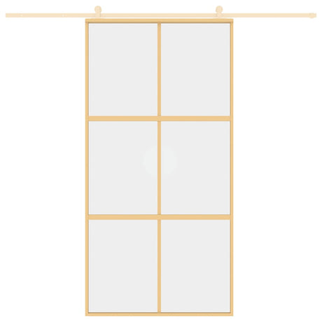 Vidaxx-Schiebetür 102,5 x 205 cm, klares ESG-Glas und Aluminium-Goldfarbe