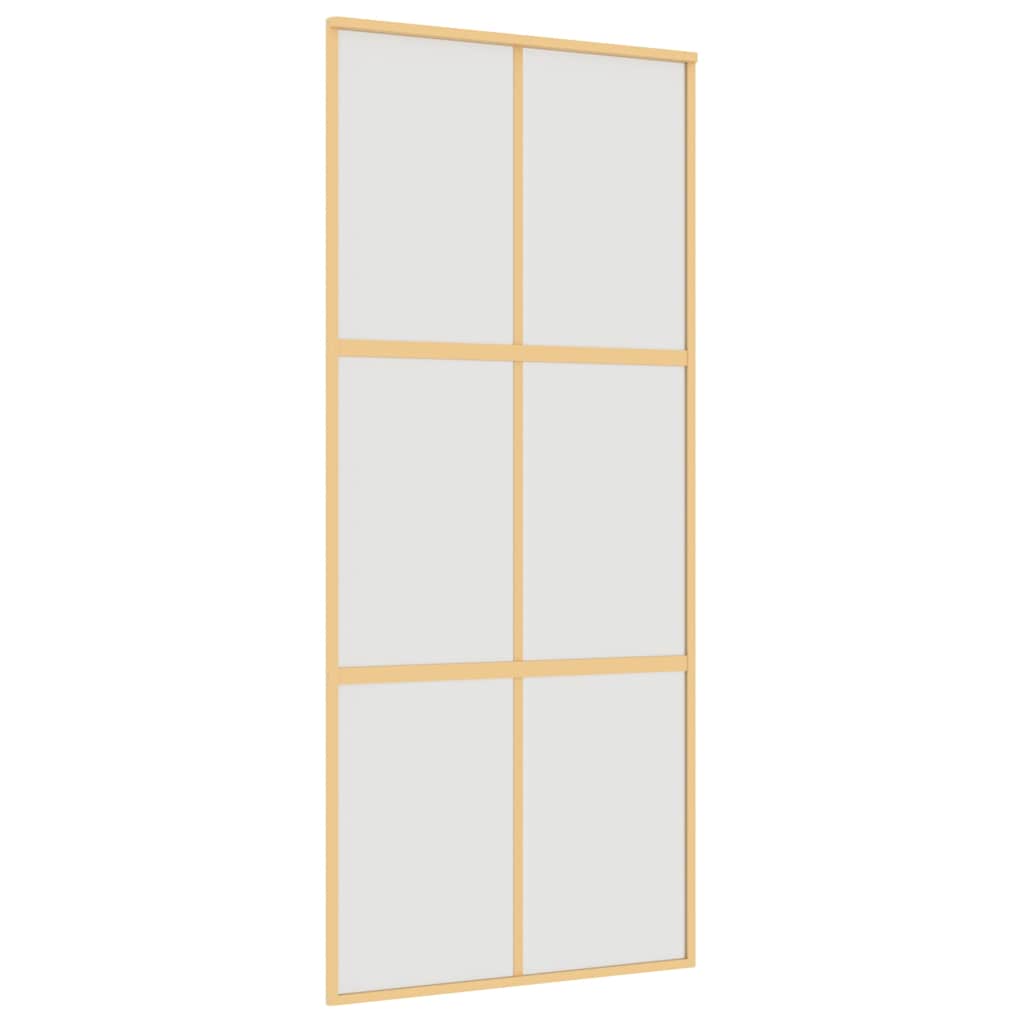 Vidaxx Schiebetür 90x205 cm ESG-Glas matt und Aluminium goldfarben