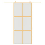 Vidaxx Schiebetür 90x205 cm ESG-Glas matt und Aluminium goldfarben
