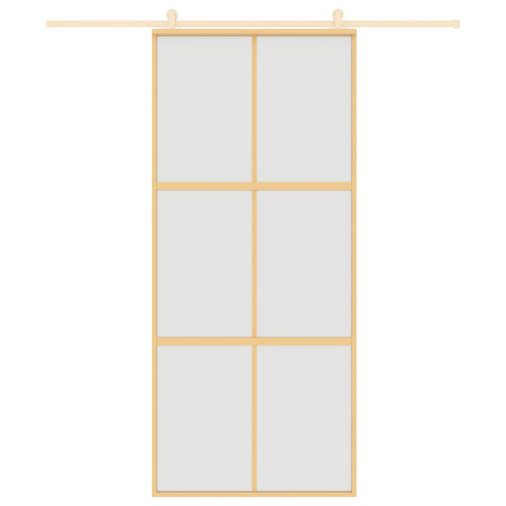 Vidaxl schuifdeur 90x205 cm mat esg-glas en aluminium goudkleurig