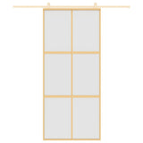 Vidaxl Schiebetür 90x205 cm mattes ESG -Glas und Aluminium Gold gefärbt