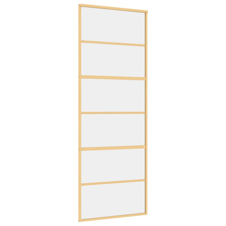Vidaxx Schiebetür 76x205 cm klares ESG-Glas und goldfarbenes Aluminium
