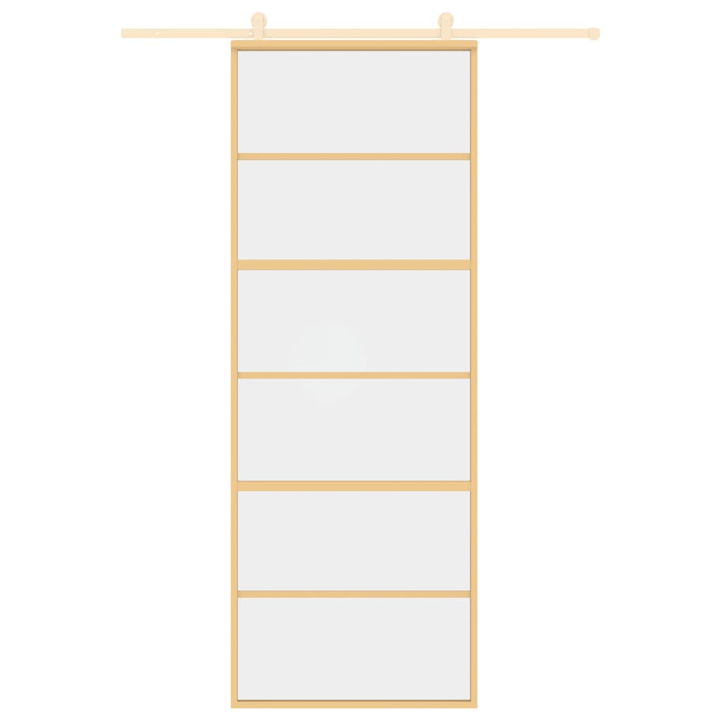 Vidaxx Schiebetür 76x205 cm klares ESG-Glas und goldfarbenes Aluminium