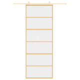 Vidaxx Schiebetür 76x205 cm klares ESG-Glas und goldfarbenes Aluminium