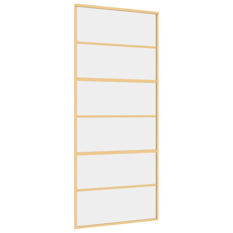 Vidaxx Schiebetür 90x205 cm klares ESG-Glas und Aluminium goldfarben