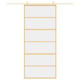 Vidaxx Schiebetür 90x205 cm klares ESG-Glas und Aluminium goldfarben