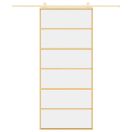 Vidaxx Schiebetür 90x205 cm klares ESG-Glas und Aluminium goldfarben