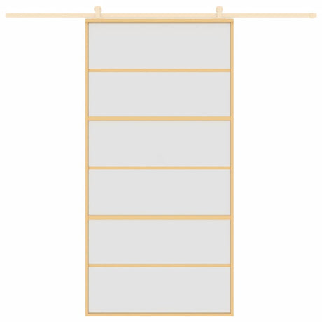 Vidaxx Schiebetür 102,5x205 cm ESG-Glas matt und Aluminium goldfarben