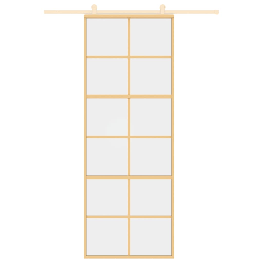 VIDAXL -Schiebetür 76x205 cm klares ESG -Glas und Aluminium Gold gefärbt