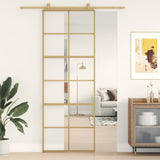 Vidaxx Schiebetür 76x205 cm klares ESG-Glas und goldfarbenes Aluminium
