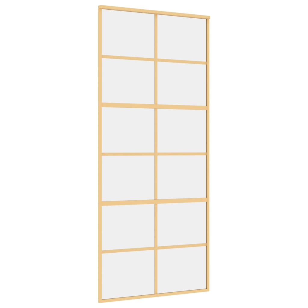 Vidaxl Schiebetür 90x205 cm klares ESG -Glas und Aluminium Gold gefärbt