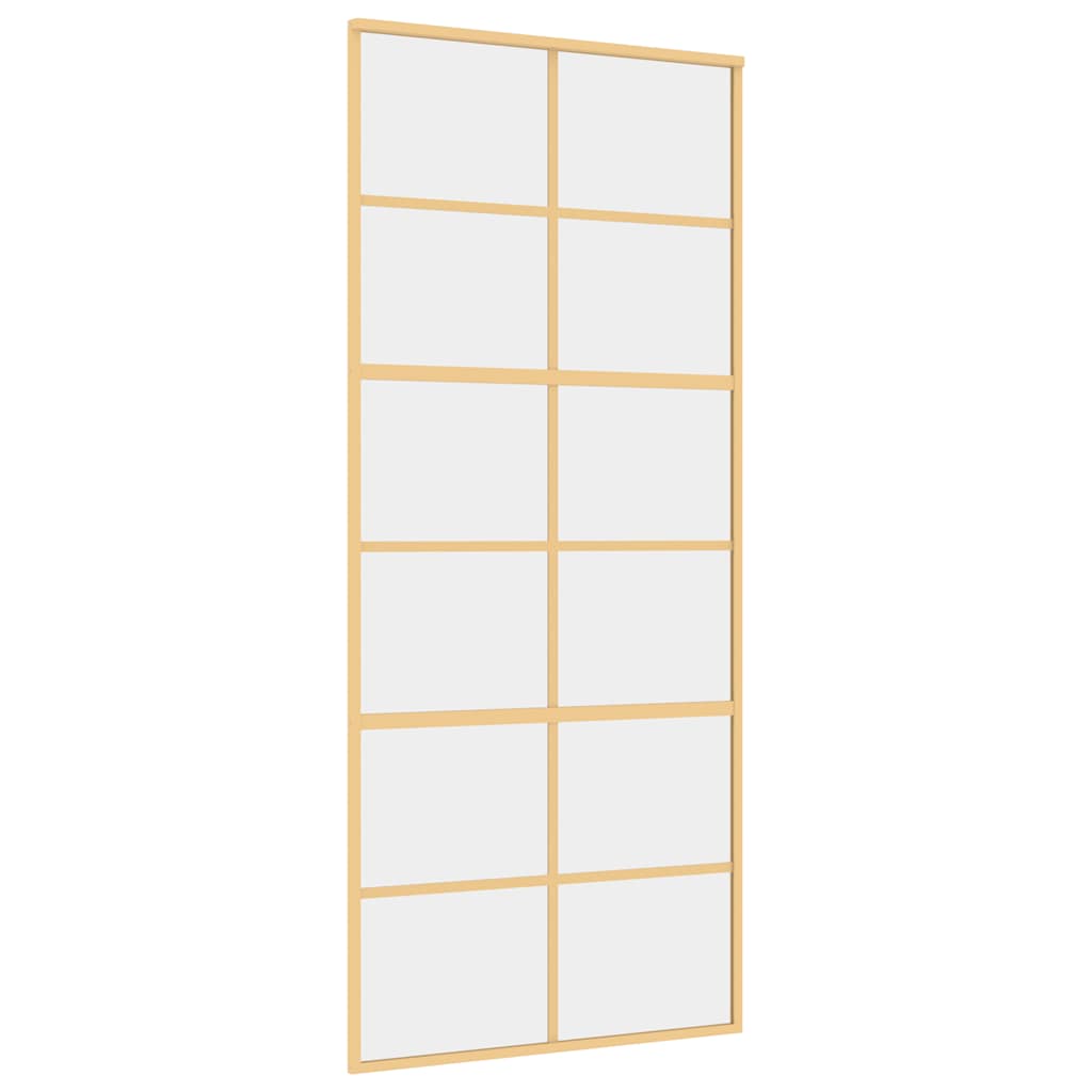 Vidaxx Schiebetür 90x205 cm klares ESG-Glas und Aluminium goldfarben